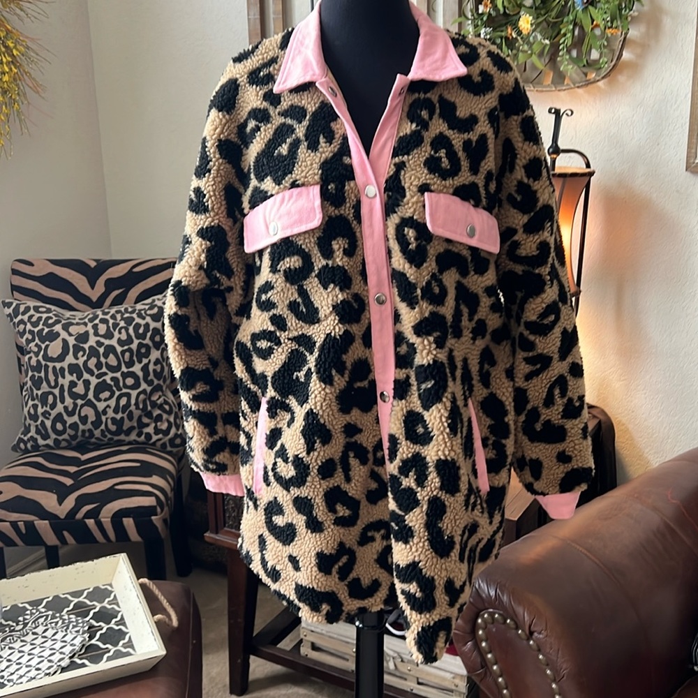 Leopard and Light Pink Shacket